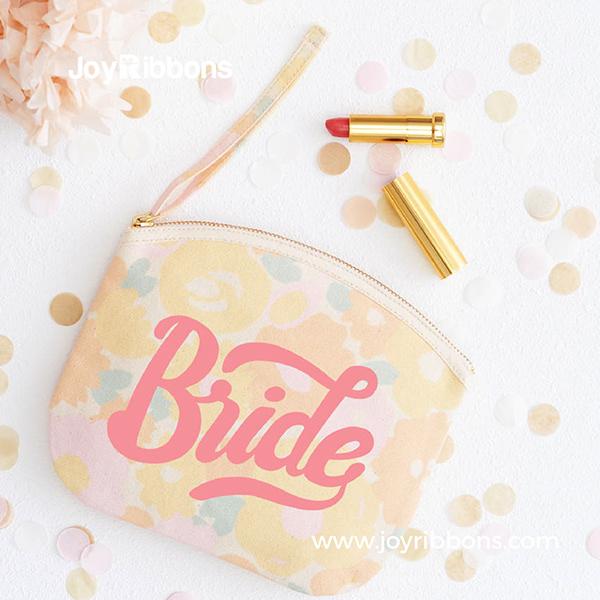 'Bride' Floral Canvas Pouch